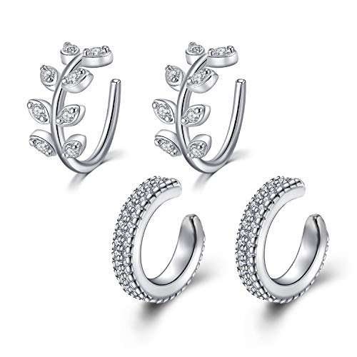 Mayhoop Ear Cuffs for Women - CZ Fake Clip On Helix Cartilage Earrings for Women, Non Pierced Ear Cuffs 2 Pairs Set