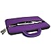 Evecase 13.3-14 inch Slim Portable Neoprene Carrying Laptop Sleeve Case Bag w/ Handles and Accessory Pocket (Purple with Black Trim)