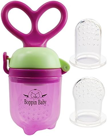 Baby Food Feeder Grow With Me Set | Baby Fruit Feeder | Baby Teething Toy | Silicone Teether Nibbler | 2 Extra Nipples | Free E-Book (Petal Pink)