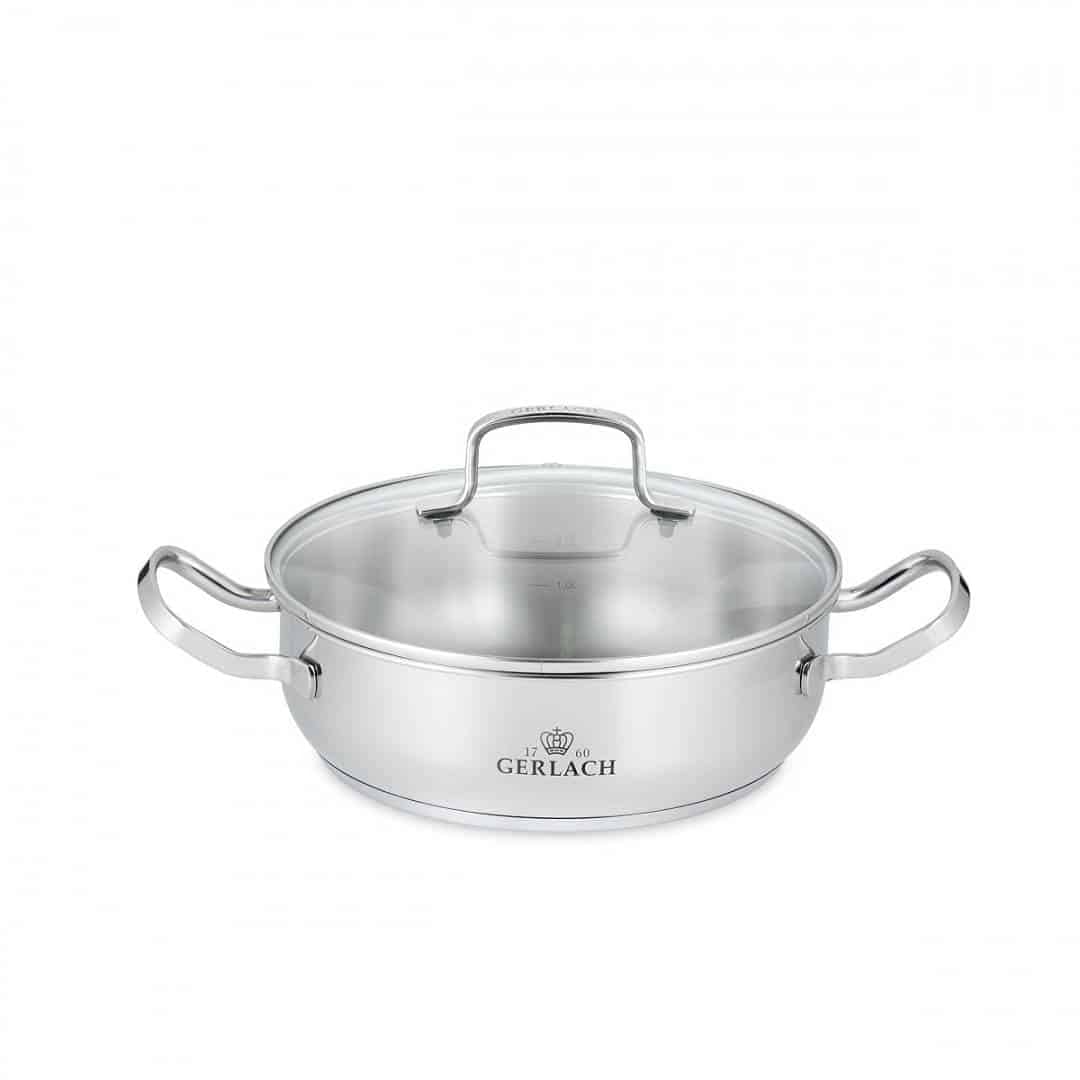 Gerlach Simple Pot with Lid, 24 cm, 2 L, Stainless Steel, 24 cm, Silver