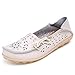Lucksender Womens Hollow Out Carving Casual Leather Driving Flat Loafers Shoes