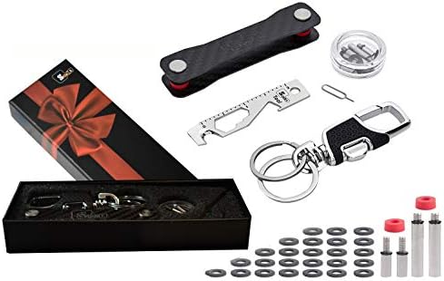 Smart Key Holder Key Organizer (12-28 Keys) - Premium Key Holder with Lancher Key-Chain, Loop Piece, Bottle & Sim Opener, Cutter, Ruler, SIM Opener and Wrench - Great Gift for Anyone.