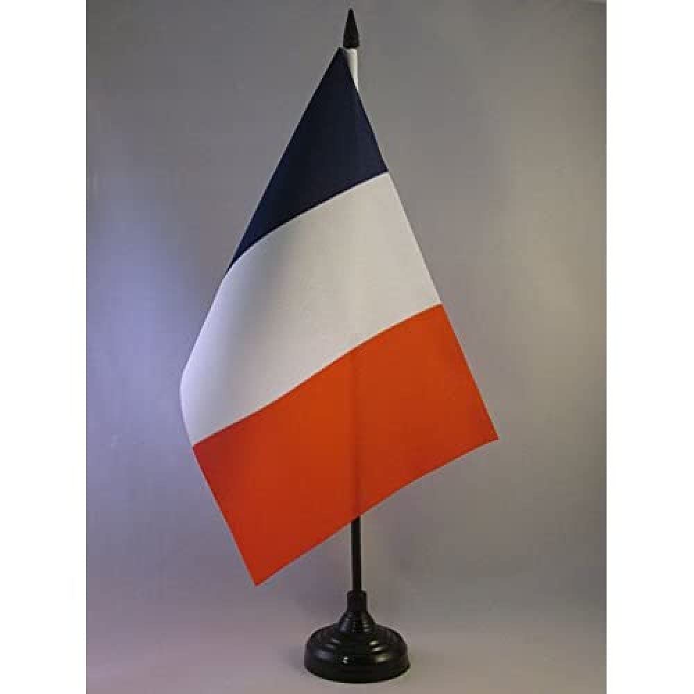 AZ FLAG France Big Table Flag 6'' x 9'' - French Office Decoration 100% Polyester 22 x 15 cm - Desk Flag with Pole and Black Plastic Base