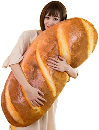 Funny 3D Simulation Bread Shape Pillow Soft Lumbar Back Cushion Plush Stuffed Toy for Home Decor (31.5'')
