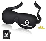 Sleep Mask, UtechSmart Deep Rest Contoured Sleep Eye Mask Cover Eyeshade with Ear Plugs Carry Pouch for Travel Naps