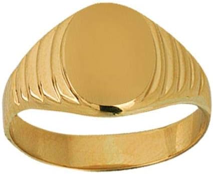 14kt Yellow Gold Signet Oval Engravable Pattern Ring