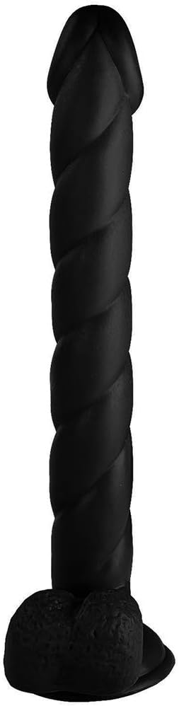 12 INCH Super Long Female Body Massage Wand Screw Thread with Suction Cup for Women (Black)