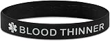 Medical ID Me Blood Thinner Silicone Wristbands Bleeding Risk Warfarin 5 Pack view 6