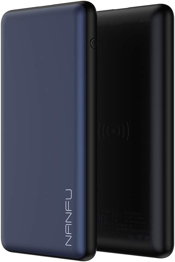 Wireless Portable Charger, NANFU Wireless Power Bank 10000 mAh, USB C Input Power Bank, Compatible with iPhone Xs/XS MAX/X/XR/8/8 Plus, Samsung Note 10/S9 /S8