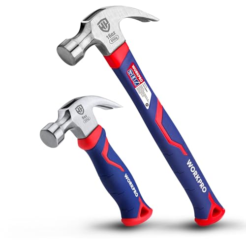 WORKPRO 2 Piece Carpenter's Hammer, Nail Hammer 720g and 340g, Claw Hammer with Ergonomic Non-Slip Handle, for Woodworking, DIY and Wood Repairs