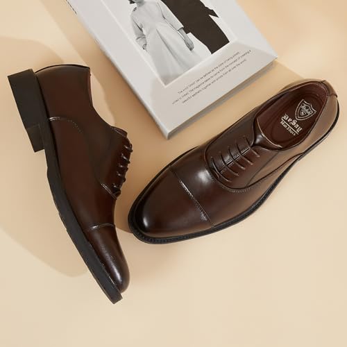 Men's Pointed-Toe Leather Dress Shoes - Formal Business Oxfords for Office & Wedding