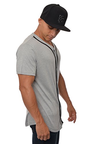 image for YoungLA Baseball Jersey Plain Shirts for Men Button Down Sports Tee Ma