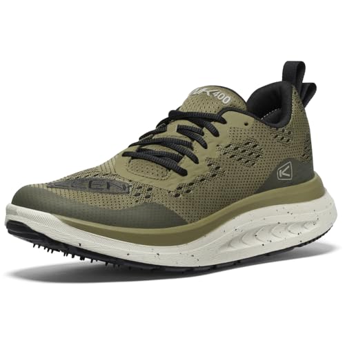 KEEN Men's WK400 Performance Breathable Walking Shoes, Martini Olive/Black, 11