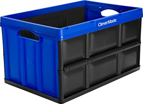 CleverMade CleverCrates 62 Liter Collapsible Storage Bin/Container: Solid Wall Utility Basket/Tote, Royal Blue