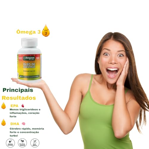 Kit 2 Óleo de Avestruz 750mg – Ômegas 3-6-7-9 + Vitaminas A, D3, K2 e B – 60 Cáps - Amazon Struthio