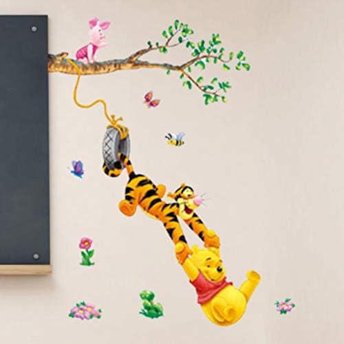 Harlelina Children Room Decoration Winnie The Pooh Flowers Wall Decals Sticker PVC Removable Kids Nursery Effective(None Picture Color)