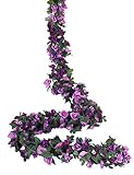 Miracliy 5 Pack 41 FT Fake Rose Vine Flowers Plants Artificial Flower Hanging Rose Ivy Home Hotel Office Wedding Party Garden Craft Art D&eacute;cor (Purple)