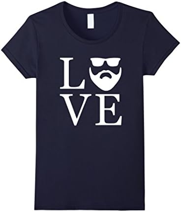 Womens I Love Beards Shirt, I Love His Beard T Shirt For Men, Women Small Navy