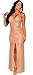 Kearia Women Sleeveless Deep V-Neck Sequin Split Bodycon Cocktail Party Maxi Dress Rose Gold Medium