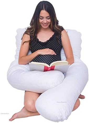 Linenovation U Shaped Pregnancy Maternity Pillows with Cotton Zippered Covers-White