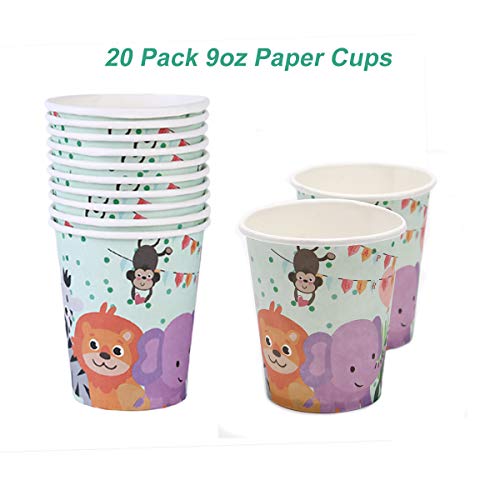 Jungle Safari Animals Themed Birthday Party Tableware Serves 20 Guests - Dinner Dessert Plates Napkins Cups Table Covers - Jungle Safari Party Supplies - Forest Zoo Animal Party Dinnerware Set - Thumbnail 3