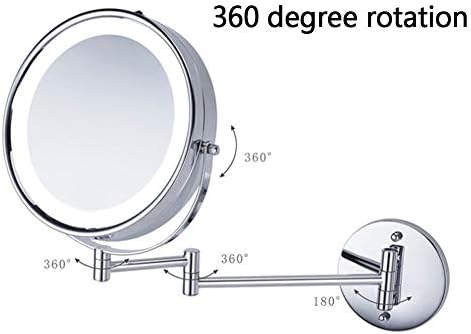 Makeup mirror LED Double-Sided Folding Wall Hanging Telescopic 8.5 Inch 360 Degree Rotating Touch Dimming 5 Times Magnifying Glass