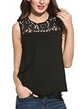 Sherosa Womens Casual Summer Chiffon Lace Sleeveless Blouse Tank Top Shirt