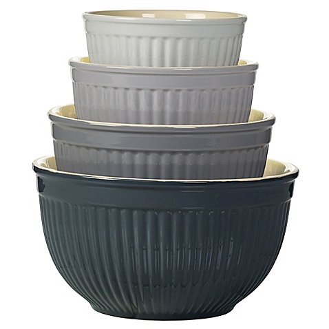 Denmark 4-Piece Ceramic Mixing Bowl Set in Grey - Thumbnail 2