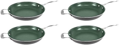 (4) Telebrands Orgreenic 12" Ceramic Non-Stick Kitchen Cookware Frying Pan Pots