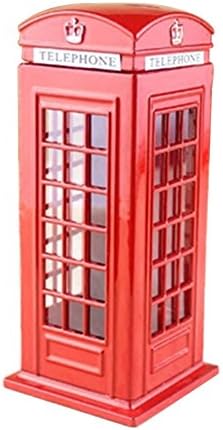 Kelier Attractive Metal Alloy Money Coin Spare Change Piggy London Street Red Telephone Booth Bank Model Box Jar