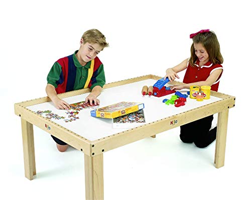 NILO N51 Kid's Table Compatible with Legos, Duplo, Trains, Games, Building, Lincoln Logs Safe Fun for Children Educational Toy Board Durable (Accessory Holes, 49x33x19) - Thumbnail 3
