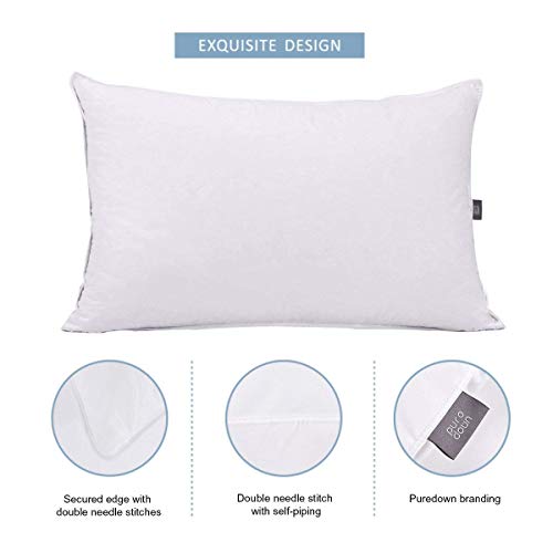 puredown Natural Goose Down Pillows 100 Cotton Pillow Cover Set of 2
