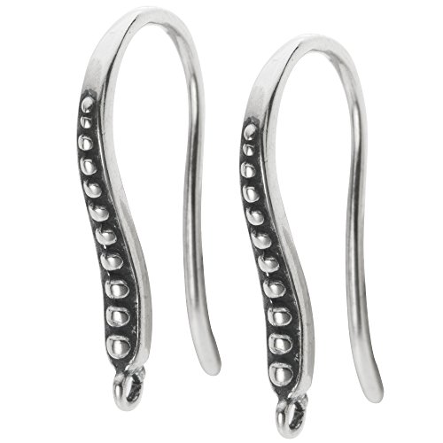 2 pcs Antique 925 Sterling Silver Round Dot Earwire Dangle Drop Earring Connector Hook W/ Open Ring