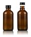 Amber Glass Empty Bottles - 12-Pack Boston Round Bottles with Black Poly Cone Cap Tight Seal - Refillable Glass Bottle for Essential Oils, Extracts, Perfect for Light Sensitive Liquids - 4 oz.