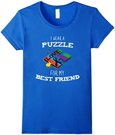 Women's I Wear A Puzzle For My Best Friend T-Shirt Autism Awareness XL Royal Blue