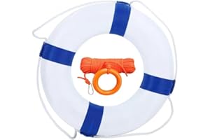 20inch Life Preserver Pool Safety Throw Ring with Water Floating Lifesaving Rope 98.4FT Set,Foam Swimming Tube Pool Ring Wall