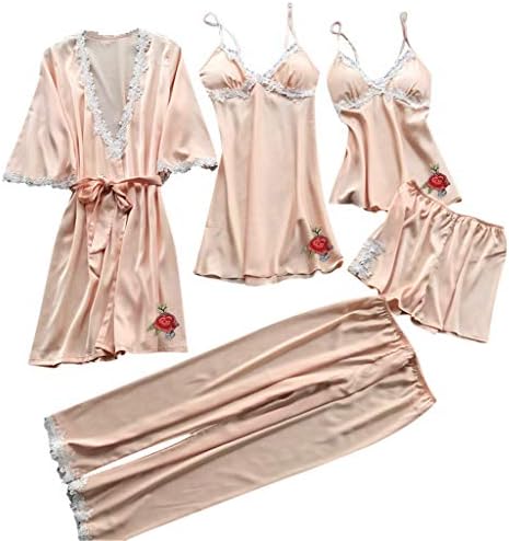 Women Lace Lingerie,Fitfulvan Sexy Nightwear Underwear Babydoll Sleepwear Dress 5PC Suit