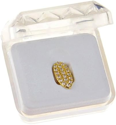 18k Gold Plated CZ Fang Grillz Single One Tooth Top Teeth Iced-Out Bling Fangs Hip Hop Vampire Grills