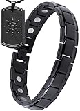 Magnetic Bracelet Therapy Pain Relief : (Bonus EMF Protection Tourmaline Pendat) for Arthritis and Carpal Tunnel with 18 High Powered Magnets and Link Removal Tool