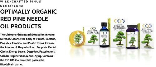 Optimally Organic Red Pine Needle Oil Caps - Health Supplement for Extreme Immune System Support - Vital Cell & DNA Support - #1 Vegan Body Cleanse for Foreign Invadors - Pinus densiflora - BioActive