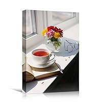 Canvas Wall Art Tea Coffee Drinks Farmhouse/Country Kitchen Multicolor Photography Relax/Calm - 12x18 inches
