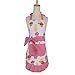 G2PLUS Mothers Aprons for Women with Pockets, Extra Long Ties, Vintage Damask Apron, Perfect for Kitchen Cooking, Baking and Gardening, 29 x 21 - inch (Pink)