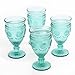 The Pioneer Woman Adeline Embossed 12-Ounce Footed Glass Goblets, Set of 4 (Turquoise)