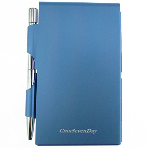 Cmxsevenday C68809 Pocket Size Aluminium Alloy Memo Pad Holder, with Ball Point Pen - Light Blue