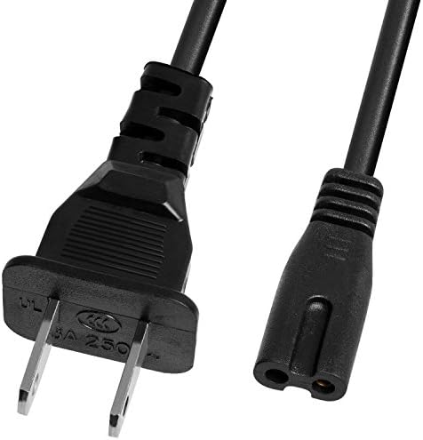 2-Slot to Standard Power Cord (5FT), Adwox Dual Pin Non-Polarized Universal Replacement Cable for Led Lcd Tv Samsung Lg Sharp Canon Pixma Hp Brother Epson Lexmark Printer Ps2 Ps3 Slim Ps4 Apple TV