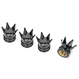 Dreamer Car Valve Caps Crown Shape Chromium Plating Car Tire Valve Stem Caps Leak-proof for Cars(black,4pcs)