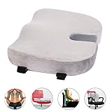 Seat Cushion - Back Support - Memory Foam : Orthopedic Pillow With 2 Sets Of Belts | Pillow Cushion for Car Office Chair and Travel Pillow for Back Pain and Sciatica | 17,3 x 13,4 x 2-2,75