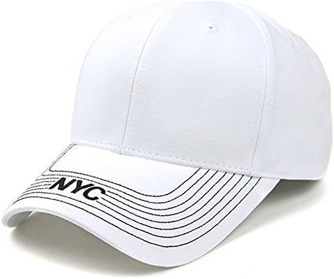 NYC Stitch Baseball Cap Plain Snapback Hat Cotton Strapback One Size Fits Most Adjustable (White)