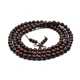 Zen Dear Unisex Natural African Blood Red Sandalwood Prayer Beads Tibetan Buddhism Mala Bracelet Necklace