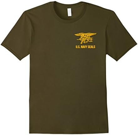 Men's US Navy Seals Front and Back Graphics T-shirt Large Olive